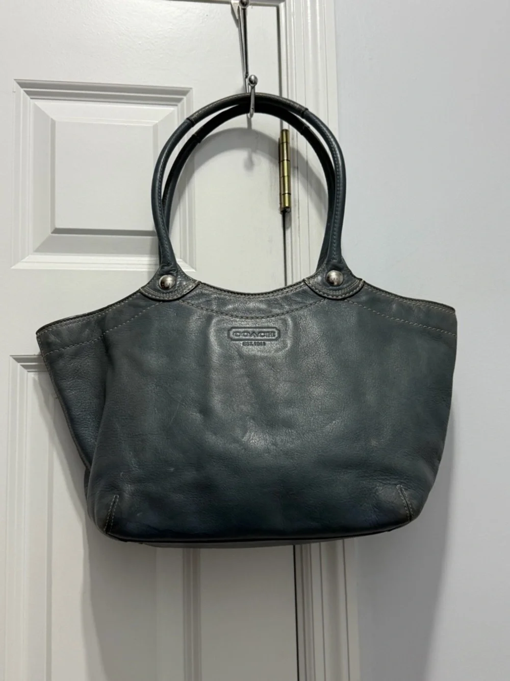 Coach Blue Leather Tote with Top Handles 18386